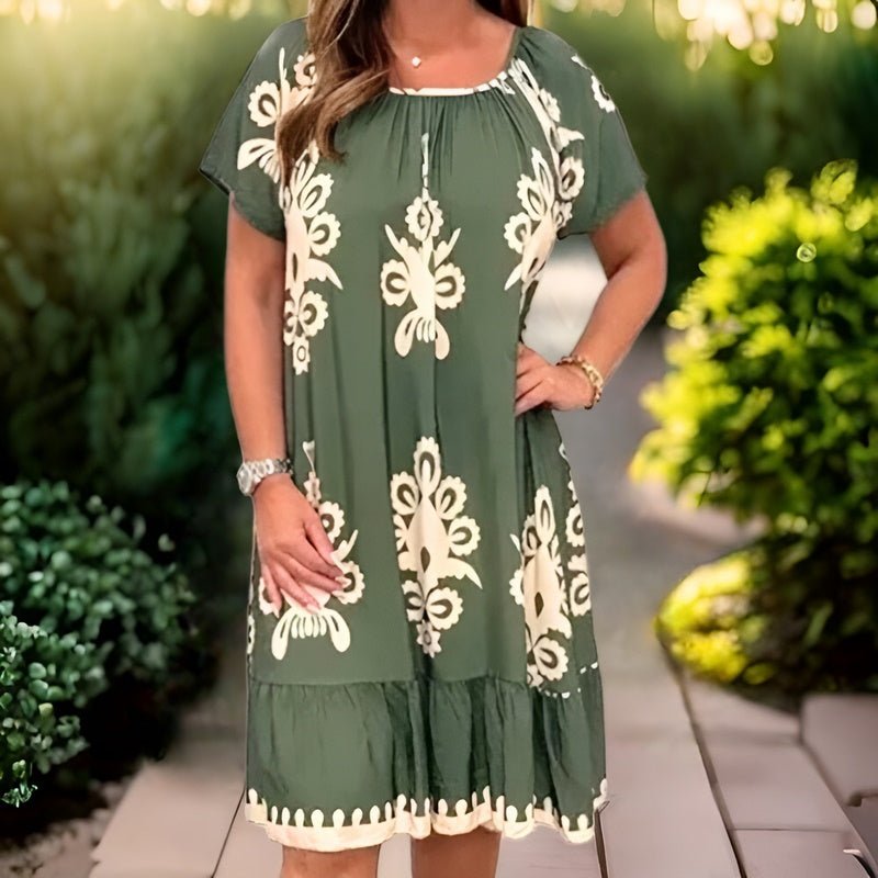Elegant Pattern Loose Fit Knee-Length Dress