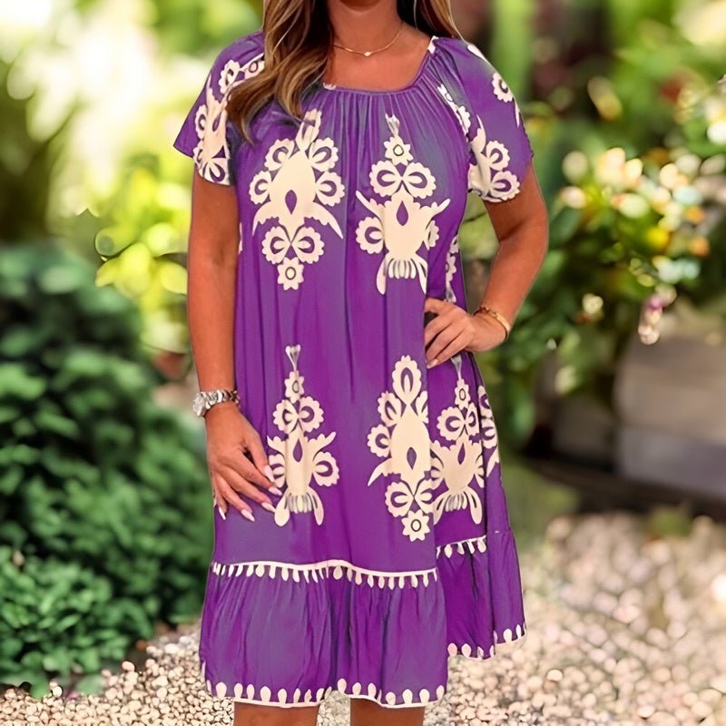 Elegant Pattern Loose Fit Knee-Length Dress