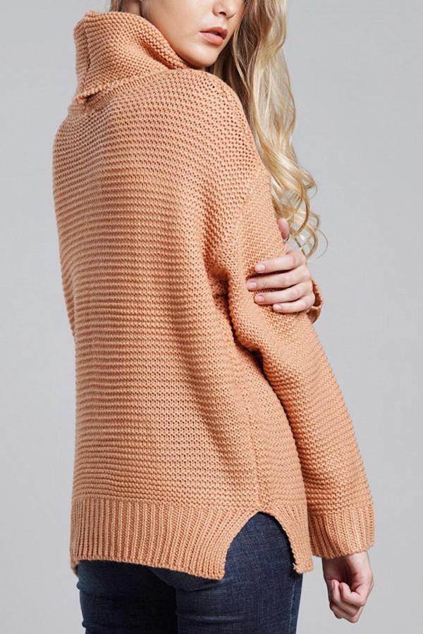 Women’s Turtleneck Sweater – Chunky Wool Knit – Oversized Fit – Ribbed Cuffs & Hem