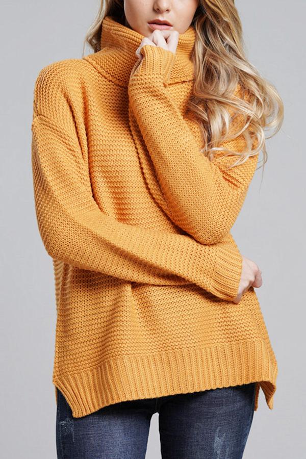 Women’s Turtleneck Sweater – Chunky Wool Knit – Oversized Fit – Ribbed Cuffs & Hem