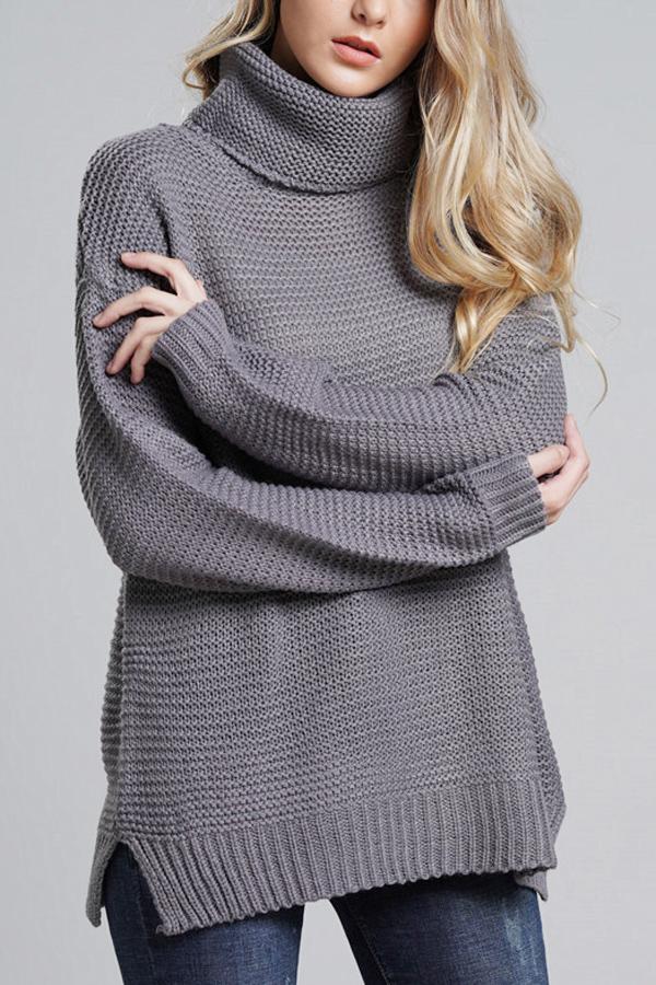 Women’s Turtleneck Sweater – Chunky Wool Knit – Oversized Fit – Ribbed Cuffs & Hem