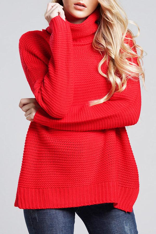 Women’s Turtleneck Sweater – Chunky Wool Knit – Oversized Fit – Ribbed Cuffs & Hem