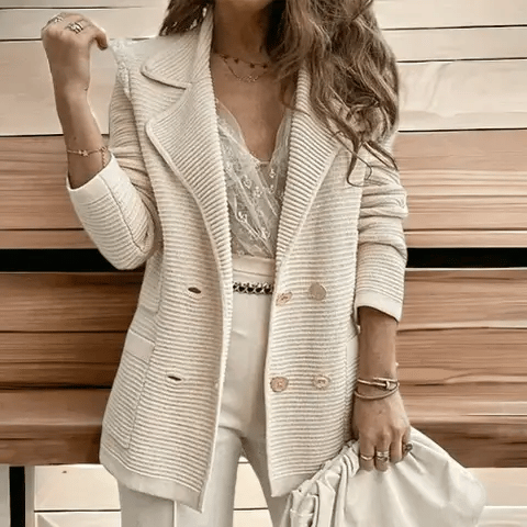 Women's long sleeve casual knitted ribbed coat