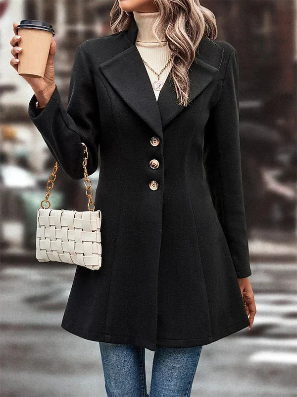 Women's black coat with button closure