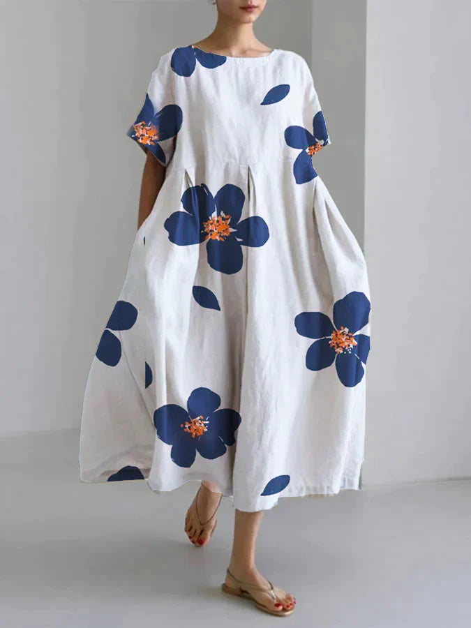 Floral Loose Neck Casual Dress