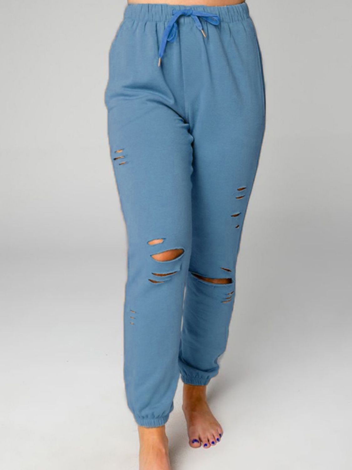 Women’s Loungewear Set - Relaxed Fit Sweatshirt & Distressed Jogger Pants - Casual Comfort