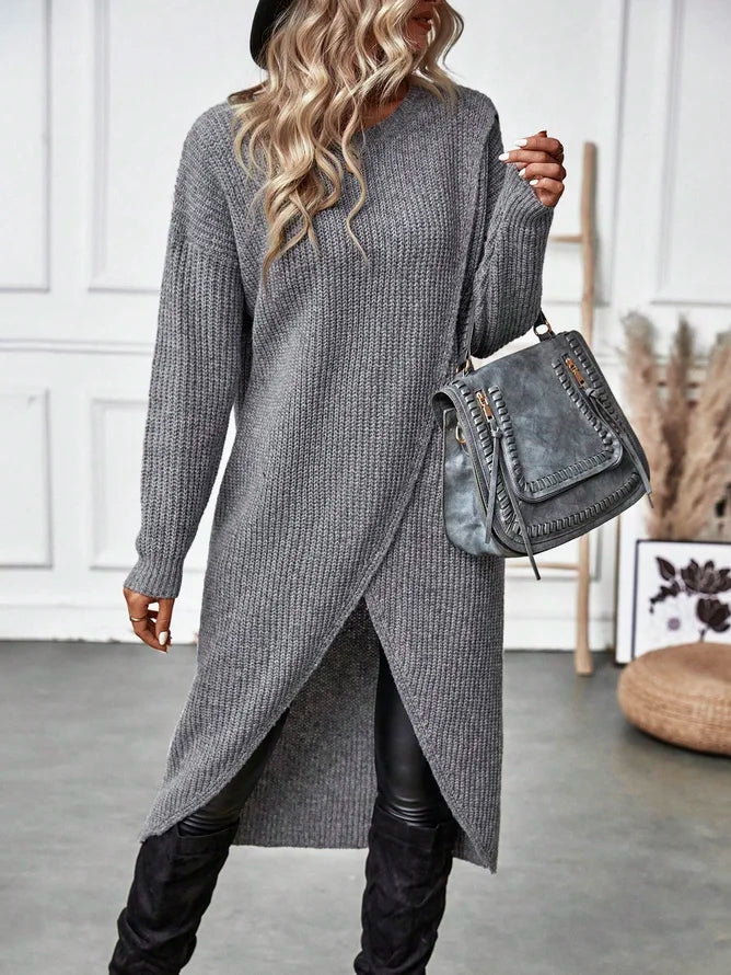 Women's comfortable plain knitted sweater