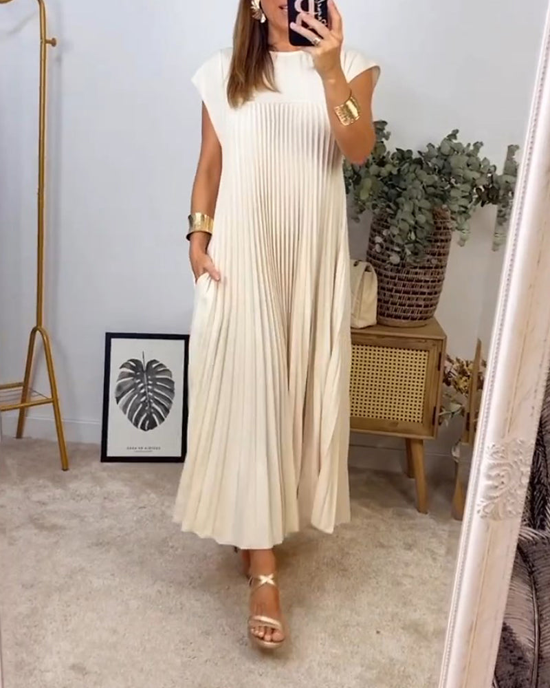 Sleeveless Pleated Dress for Women