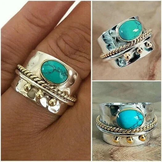 Wide Band Turquoise Ring