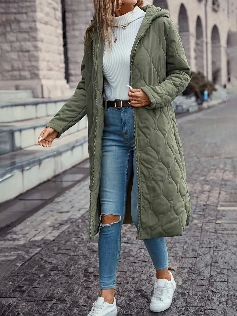 Women’s long loose hooded winter jacket