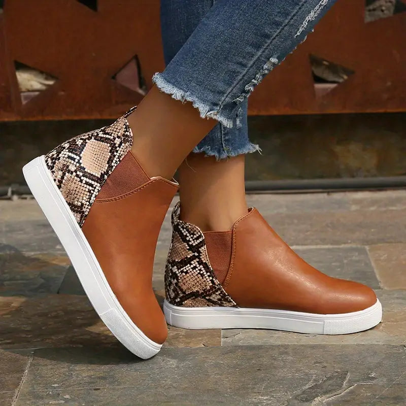 Textured Back Slip-On Ankle Boots