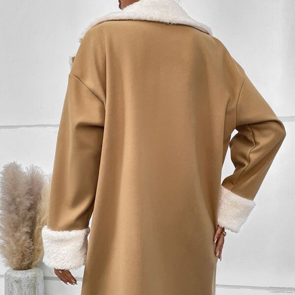 Women's winter casual coat with lapel collar