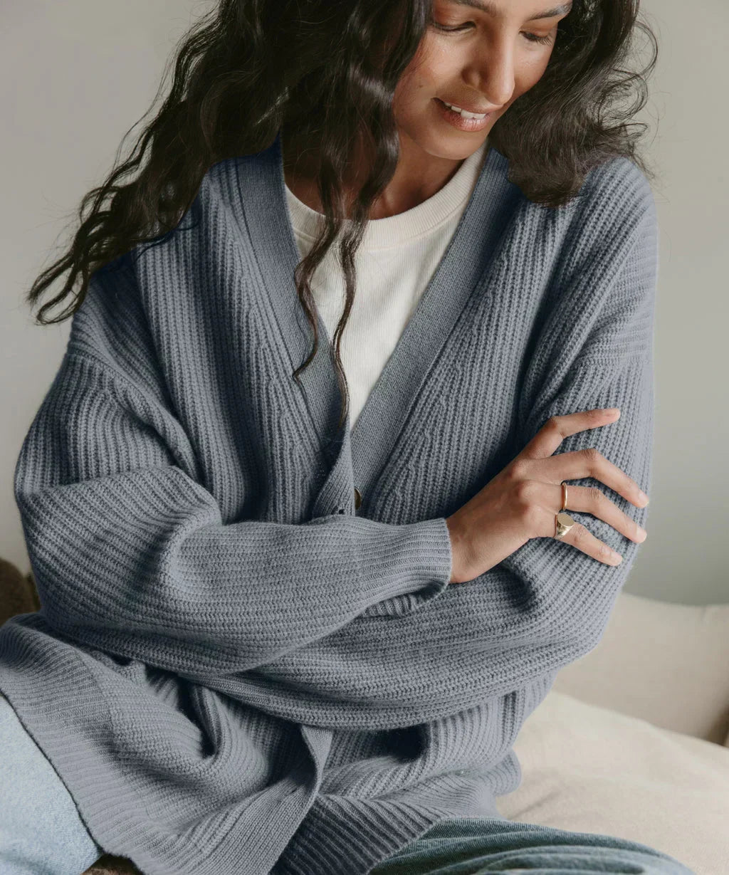 Women's thin knit button-down v-neck cardigan