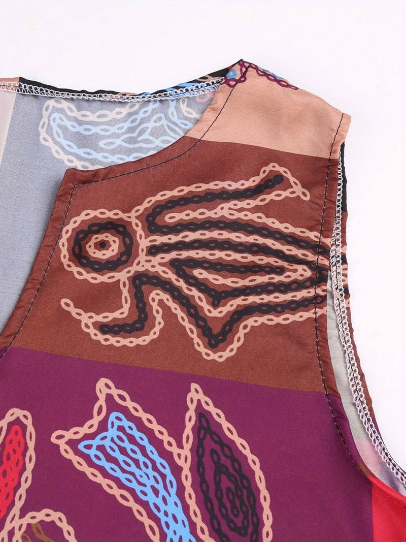 Women's Maxi Dress - Sleeveless Flowing Fit - Abstract Artistic Print