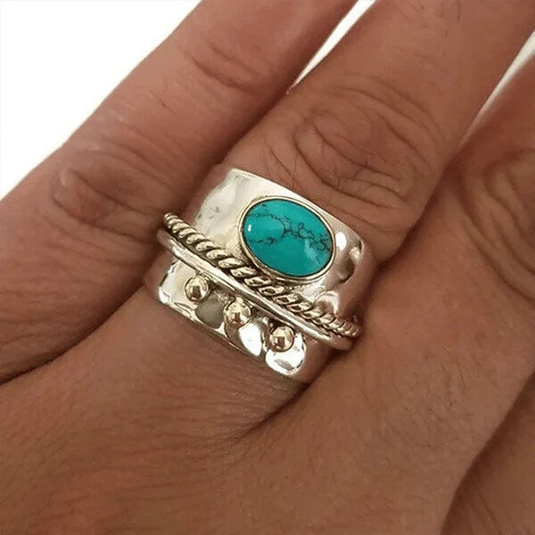 Wide Band Turquoise Ring