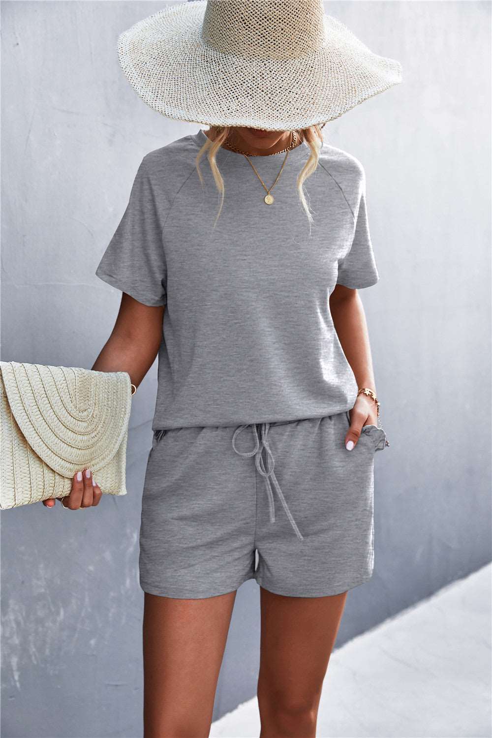Solana - ruffle hem top and shorts set with pockets