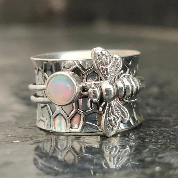 Gemstone Meditation Spinner Ring