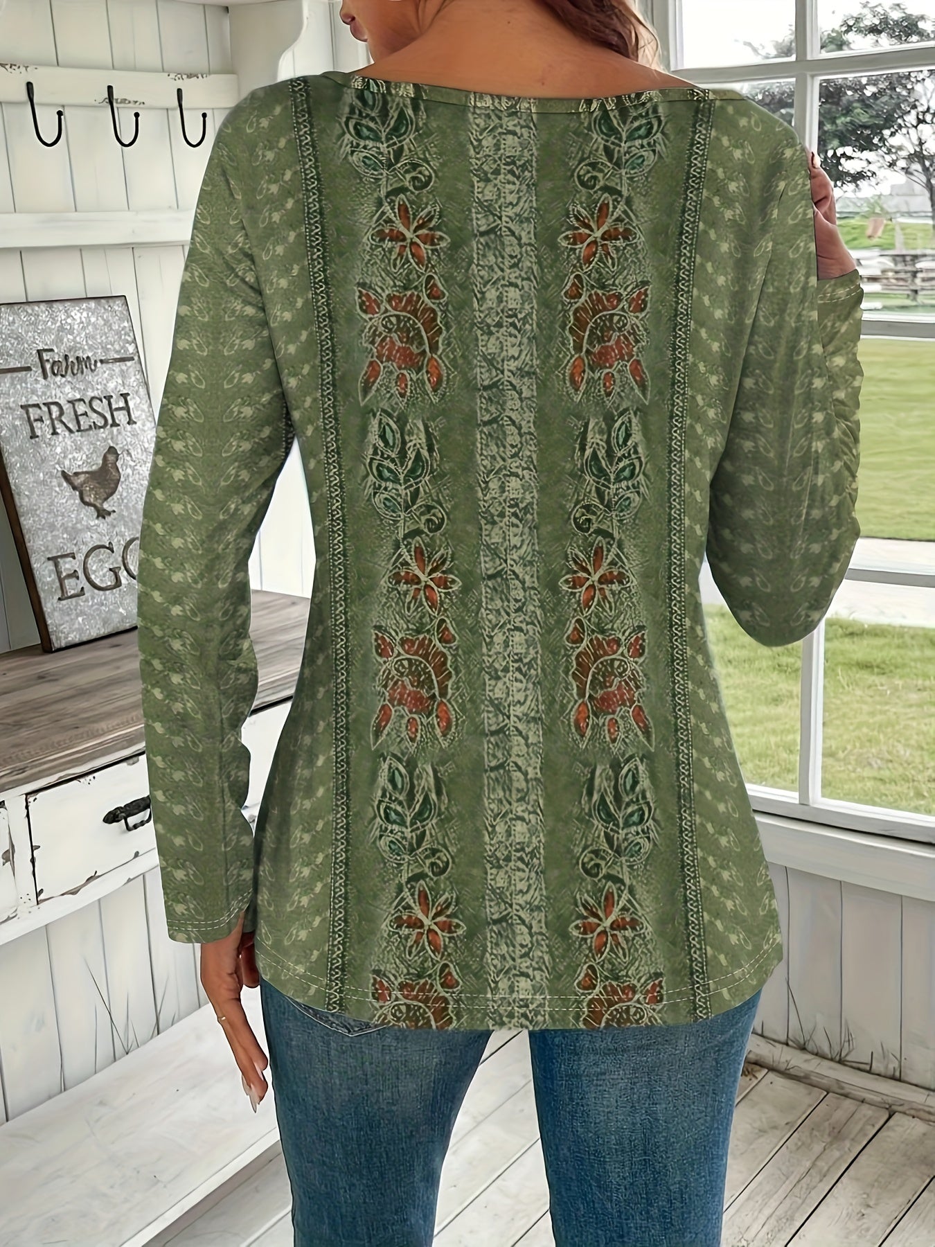 Embroidered Scalloped Lace Semi-Sheer Blouse