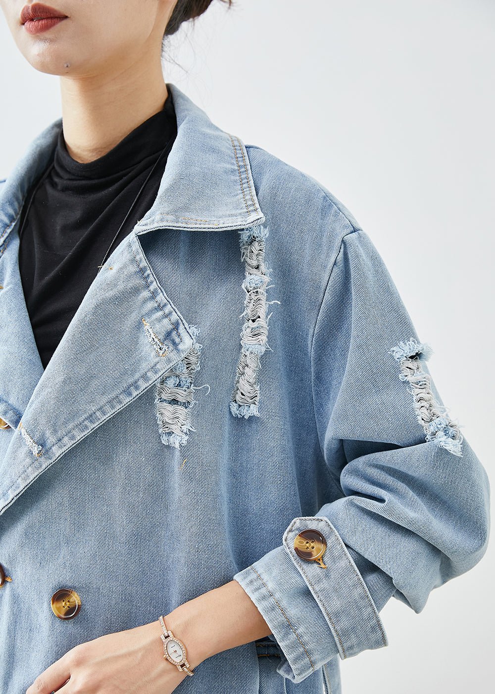 Women's retro denim windbreaker jacket