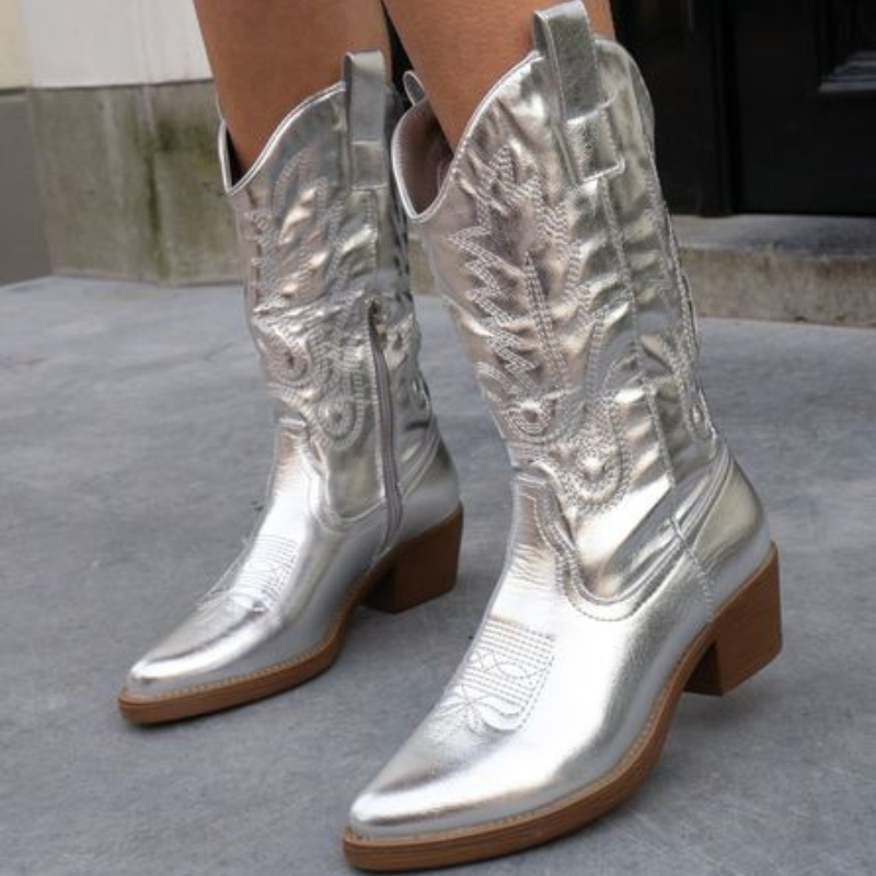 Women's stylish square heel cowboy boots