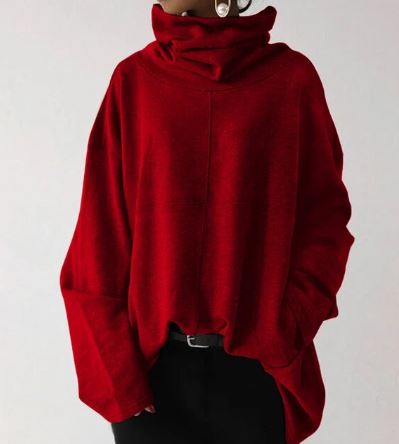 Women's long sleeve turtleneck sweatshirt with pockets