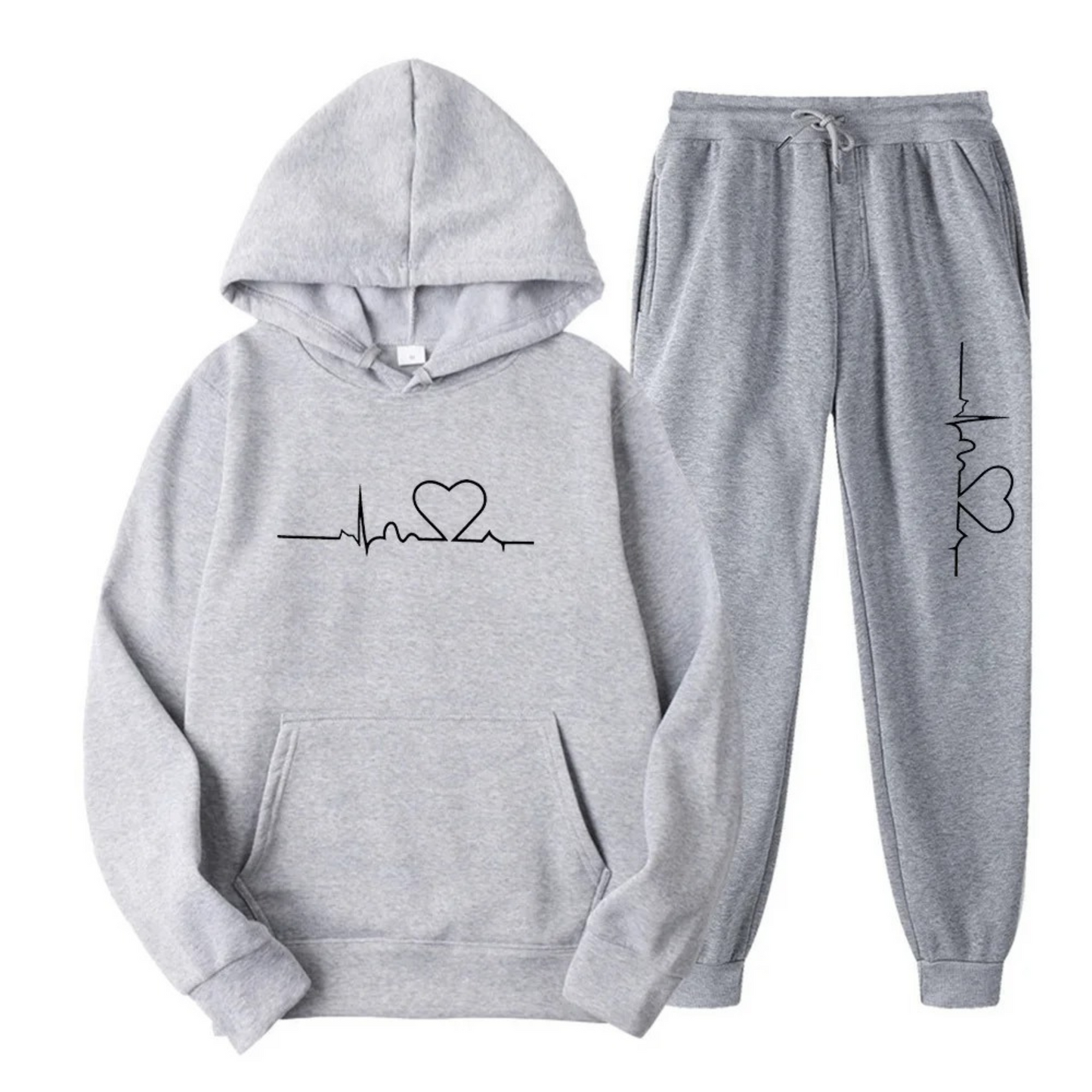 Women’s Two-Piece Tracksuit Set – Cotton Blend – Relaxed Fit – Graphic Hoodie and Joggers