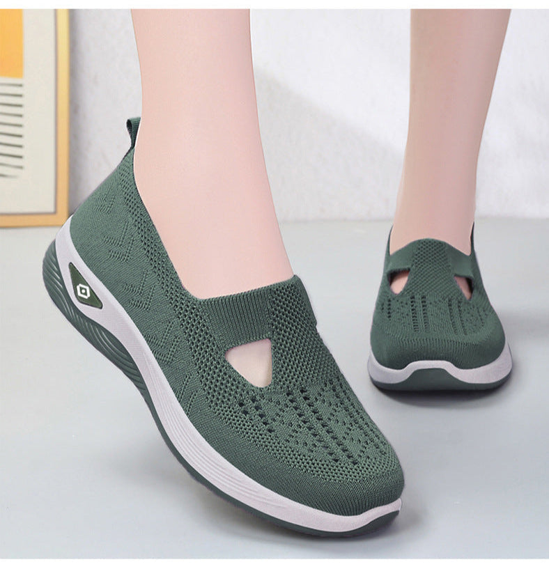 Women's Slip-On Sneakers - Breathable Knit Upper - Cushioned Sole for All-Day Comfort