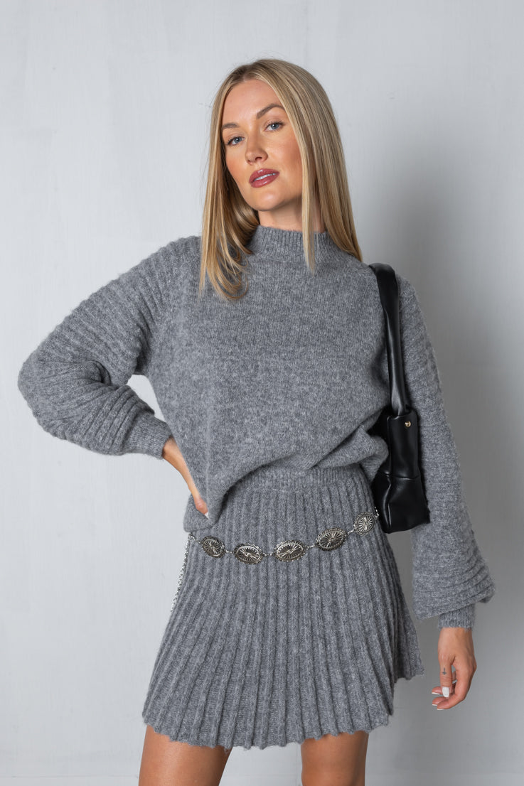 Knitted sweater and skirt co-ord set for women