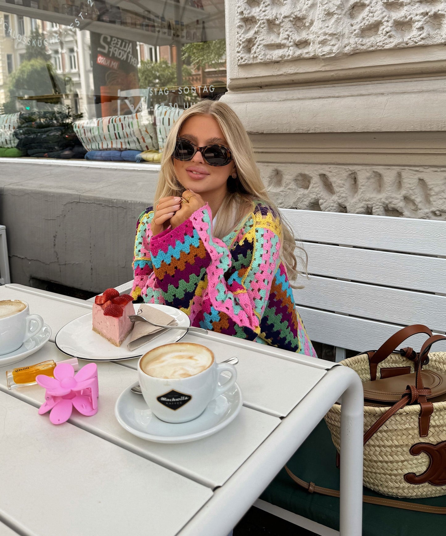 Women's colored stitching top loose knitted cardigan