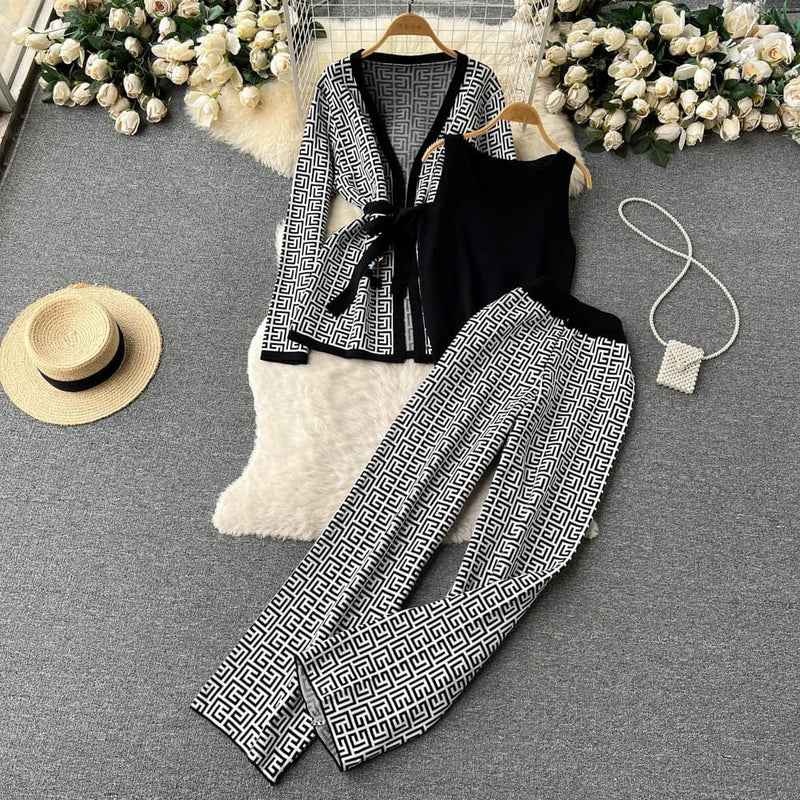 Three-piece knitted winter set for women