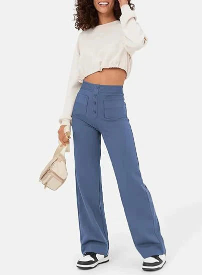 Women's button front high-waisted stretchy pants