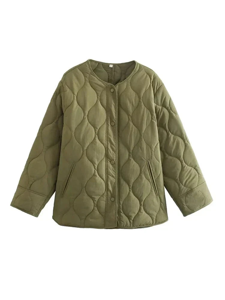 Women’s Quilted Jacket - Lightweight Insulated - Relaxed Fit - Button-Up Casual Wear