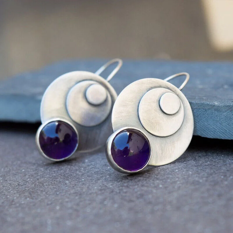 Dark Blue Stone Vintage Earrings
