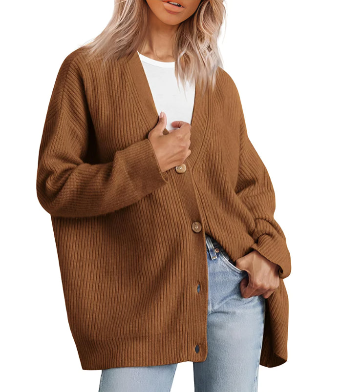 Women's v neck slim knitted cardigan