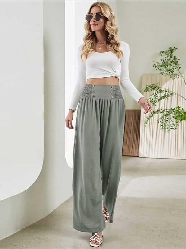 Janina - woven high waist wide leg pants