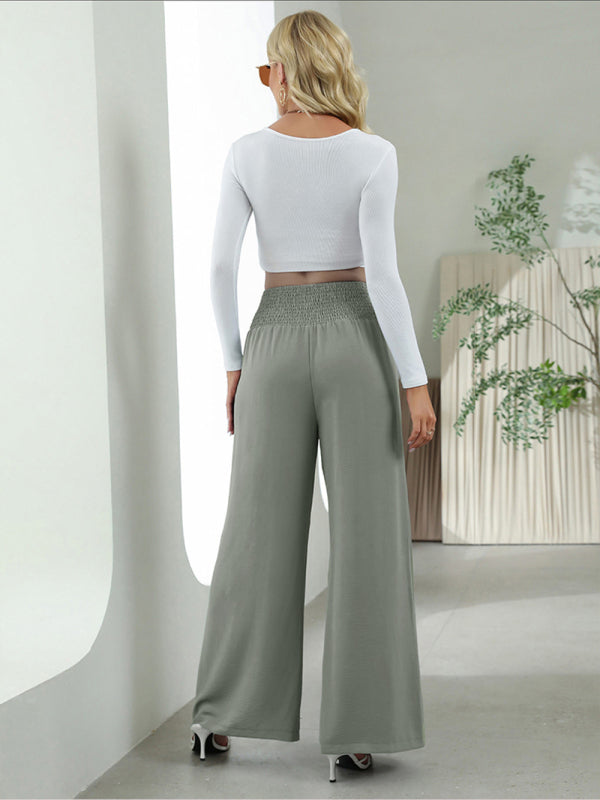 Janina - woven high waist wide leg pants
