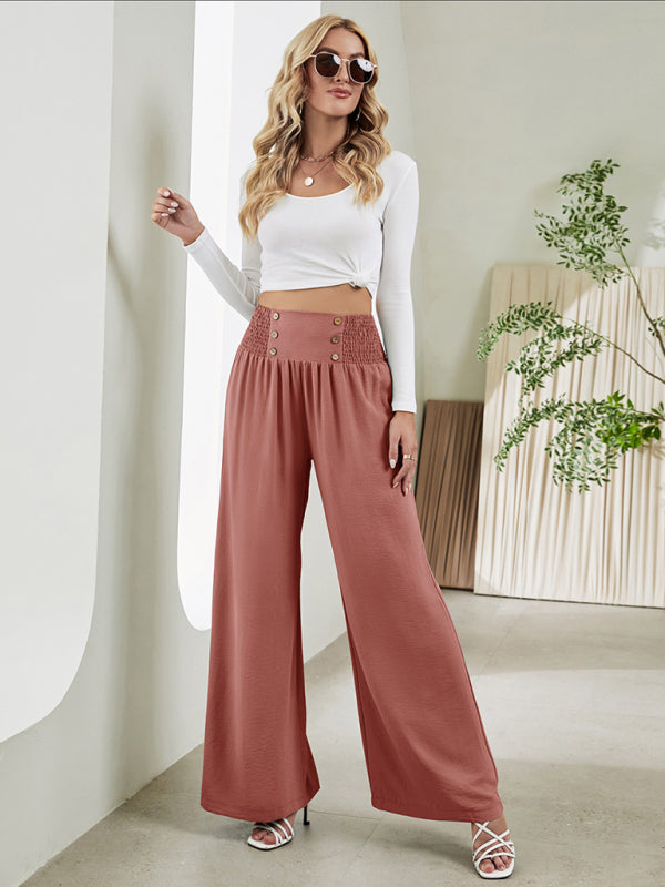 Janina - woven high waist wide leg pants