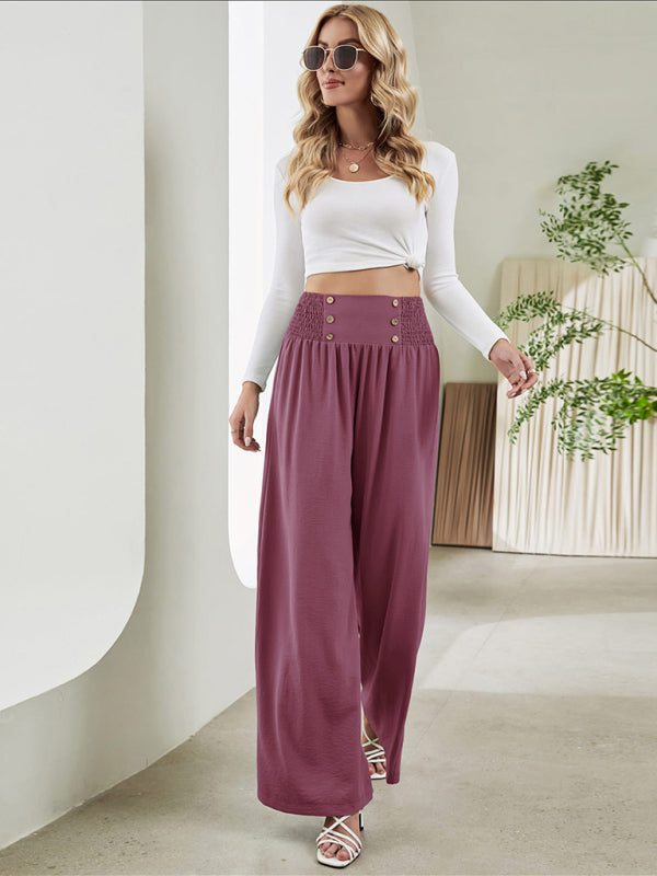 Janina - woven high waist wide leg pants