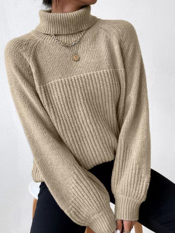 Women's loose turtleneck knit sweater