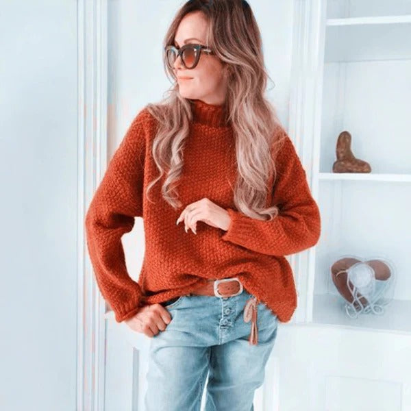 Textured Knit Relaxed Fit Pullover Sweater