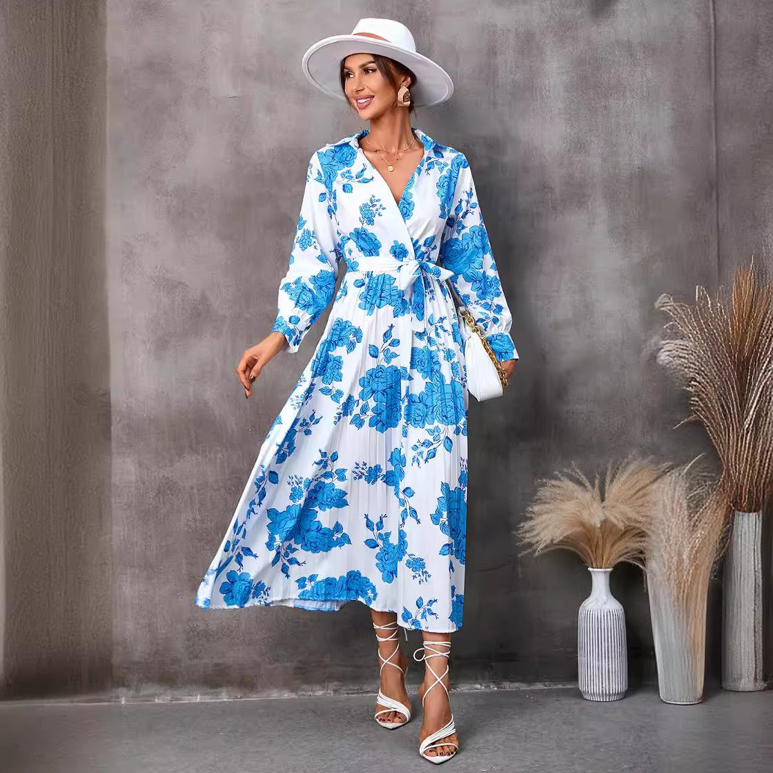 Floral Print Fit and Flare Midi Dress