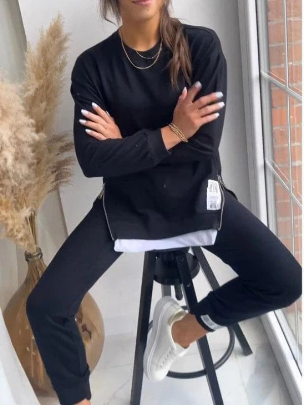 Women’s Two-Piece Loungewear Set – Oversized Sweatshirt and Tapered Joggers – Cotton Blend