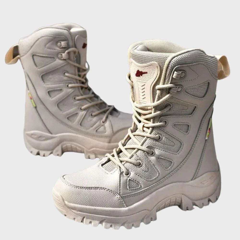 Women’s Hiking Boots – Leather Mesh Upper – High Top – Reinforced Toe – Rugged Sole