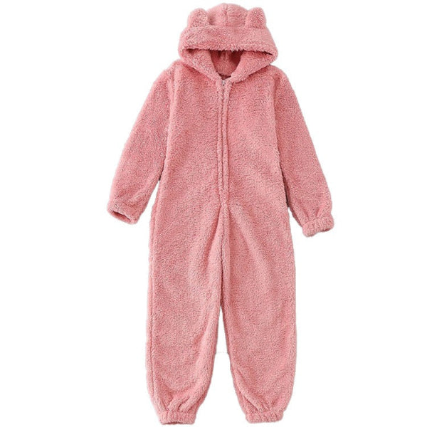 Women’s Onesie Pajama – Plush Fuzzy Fabric – Full Length – Hooded Relaxed Fit
