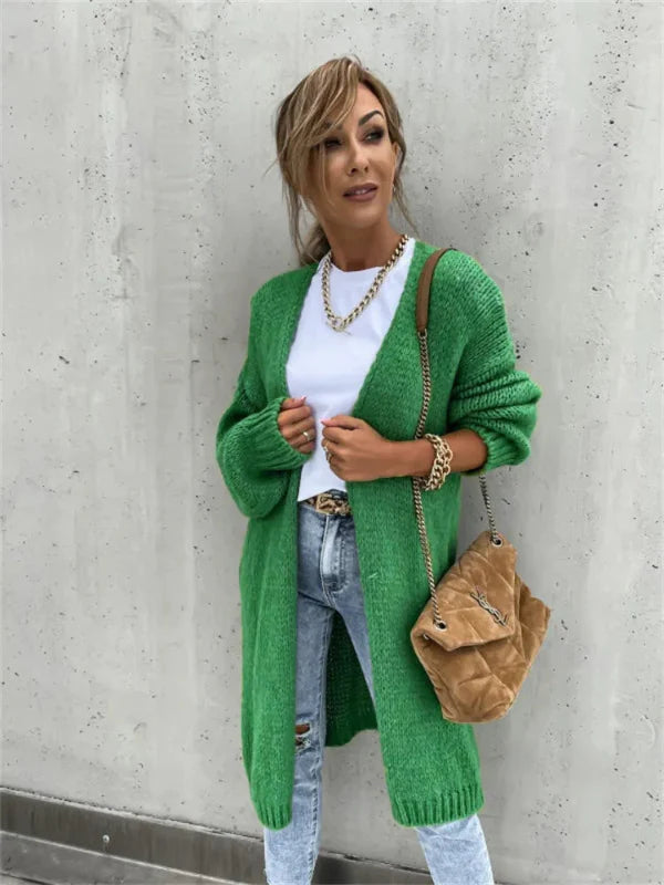 Women’s Knit Cardigan – Oversized Fit – Open Front – Long Sleeve Wool Blend Layer