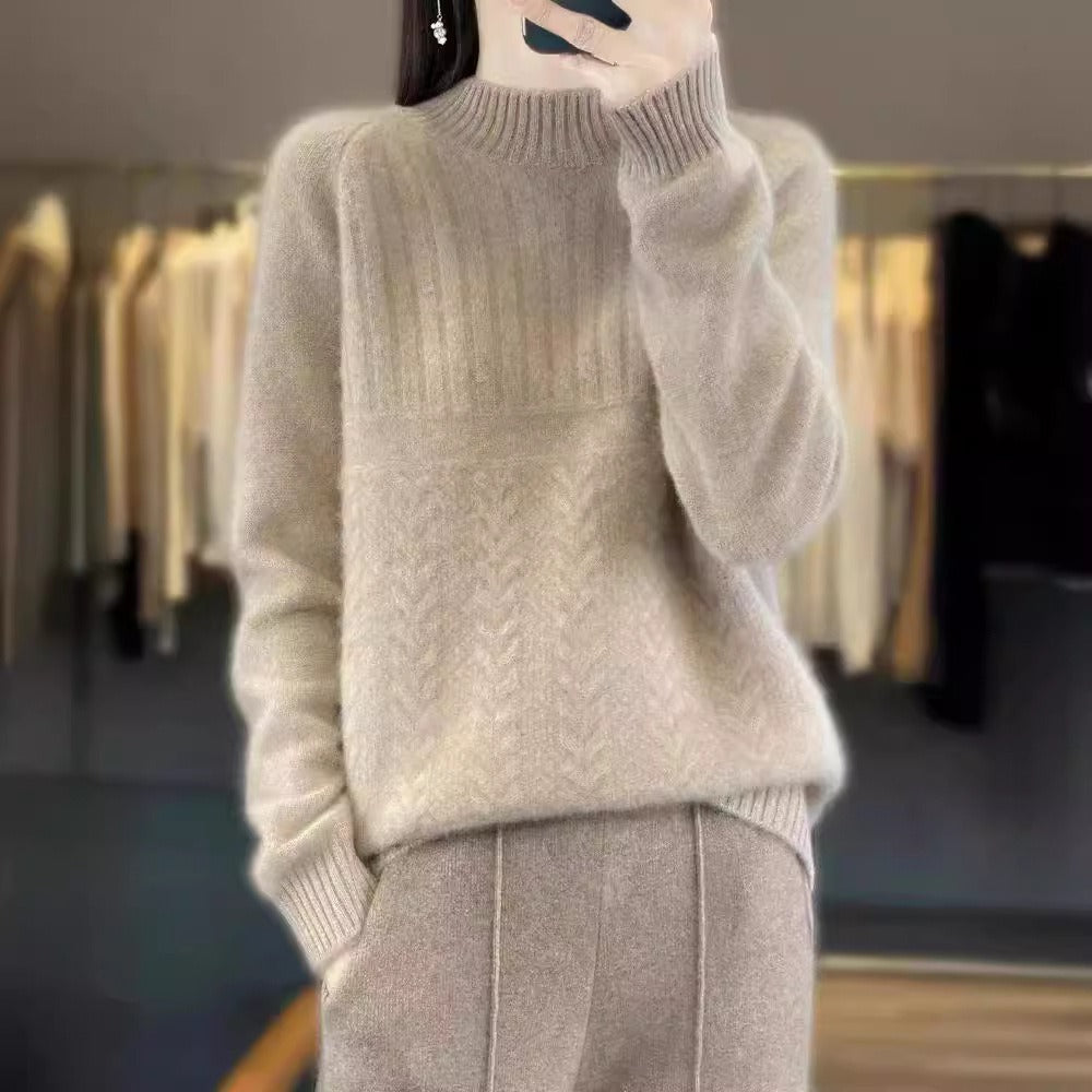 Women’s Pullover Sweatshirt – Relaxed Fit – Soft Knit – Mock Neck – Long Sleeve