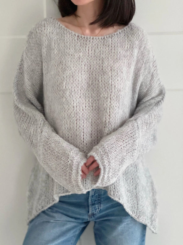 Women’s Sweater – Oversized Fit – Chunky Knit Wool – Off-Shoulder Long Sleeve Casual