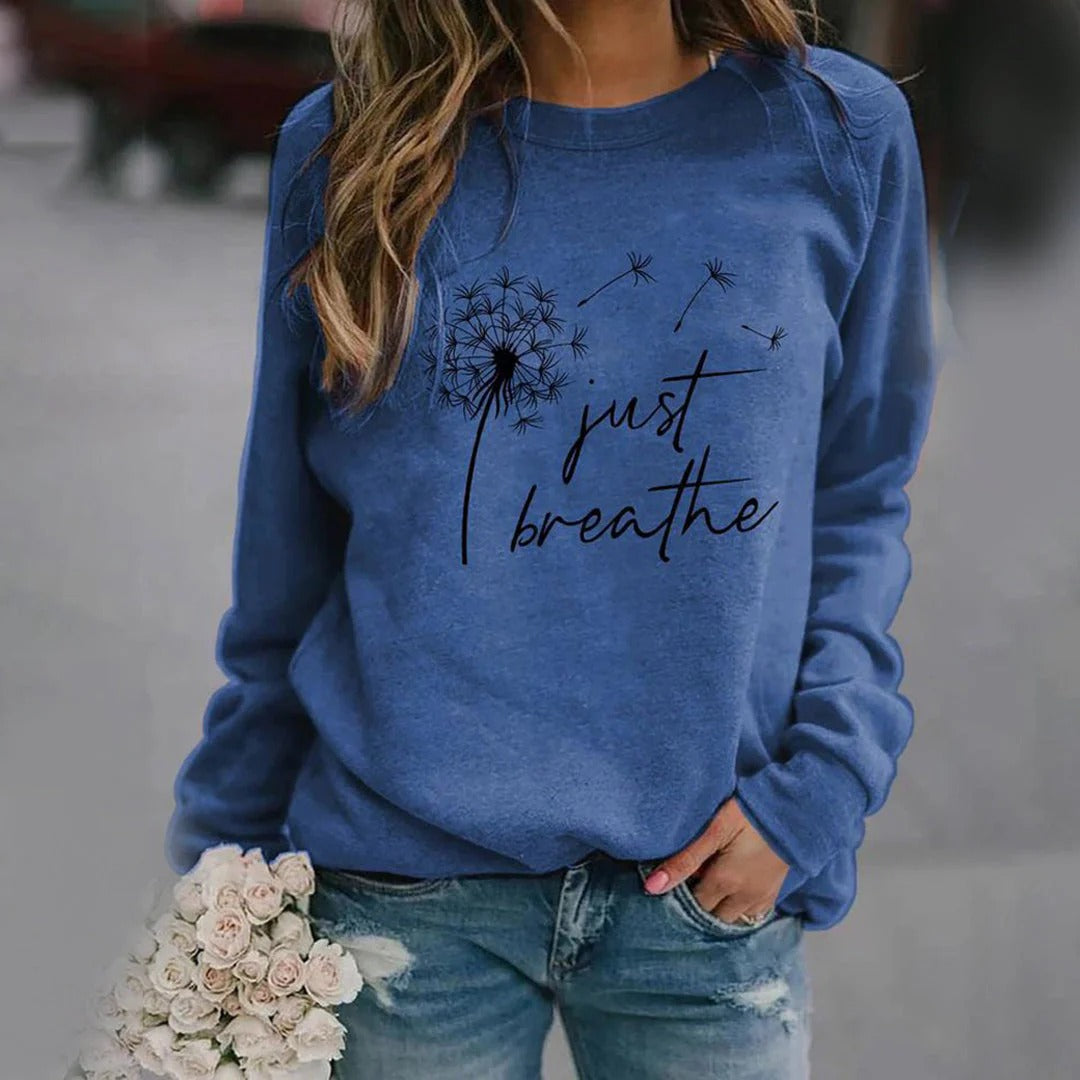 Women’s Sweatshirt – Relaxed Fit – Cotton Blend – Graphic Front – Ribbed Cuffs Casual Wear