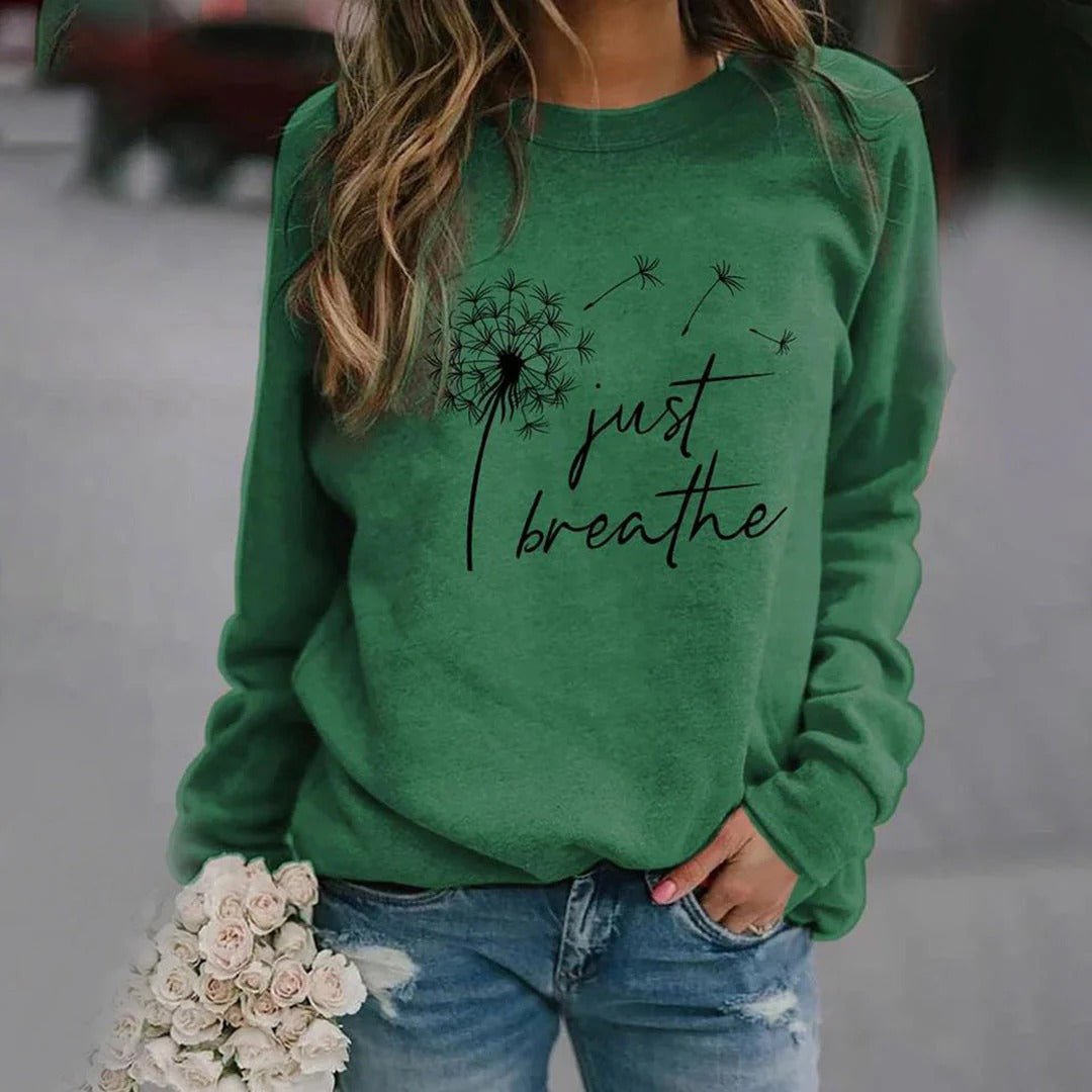 Women’s Sweatshirt – Relaxed Fit – Cotton Blend – Graphic Front – Ribbed Cuffs Casual Wear