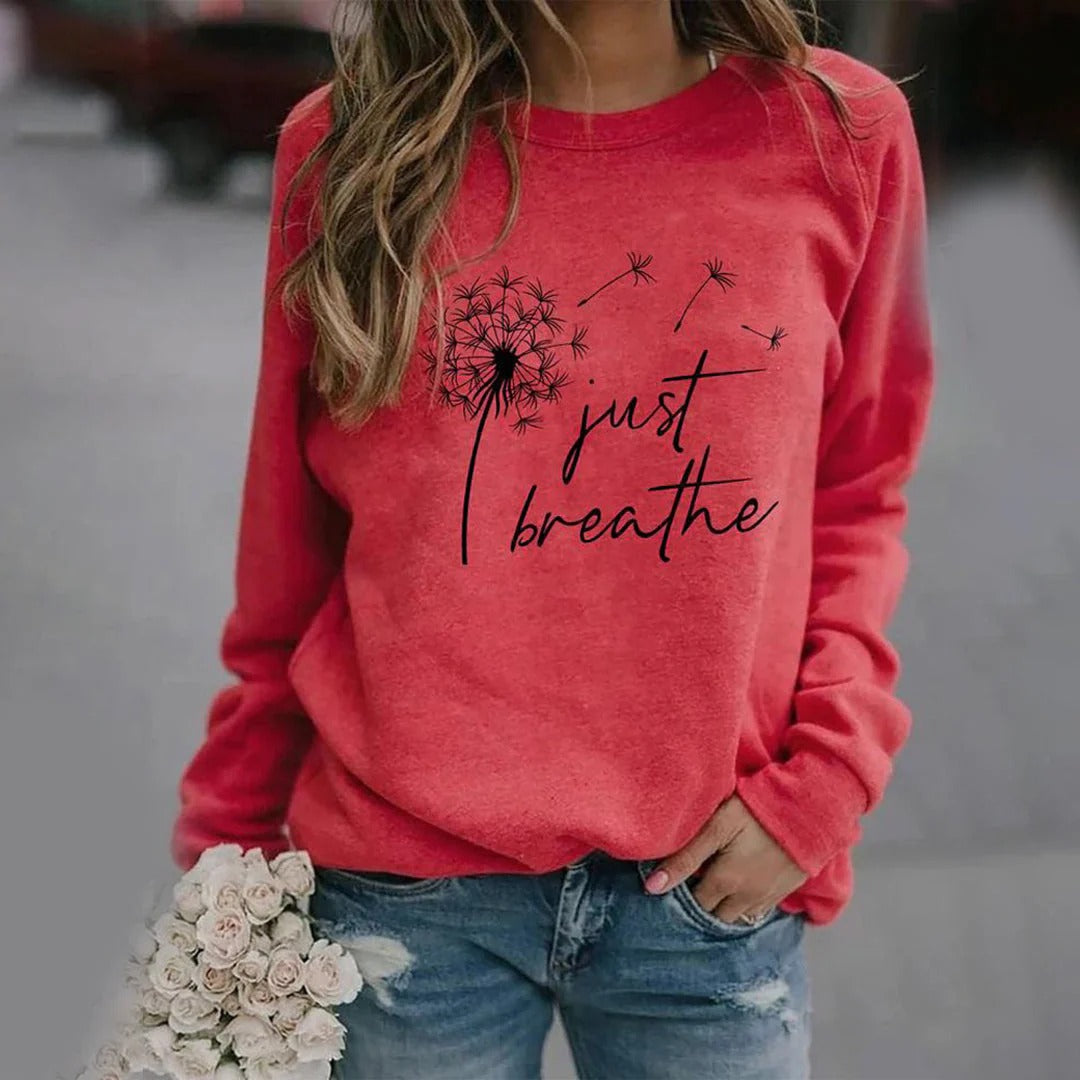 Women’s Sweatshirt – Relaxed Fit – Cotton Blend – Graphic Front – Ribbed Cuffs Casual Wear